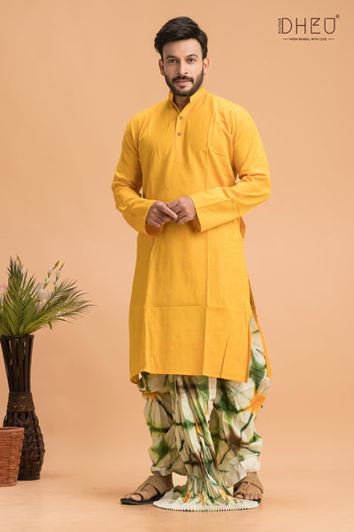 Casual kurta with multicolour dhoti set at dheu.in