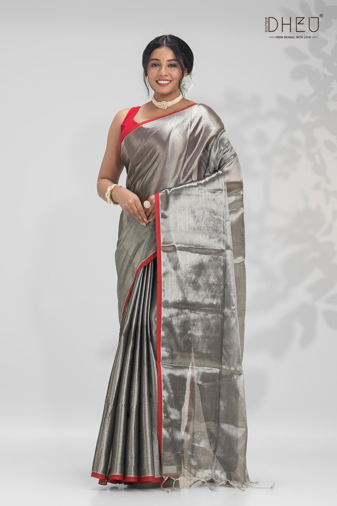 semi blended tissue saree at low cost only at dheu.in