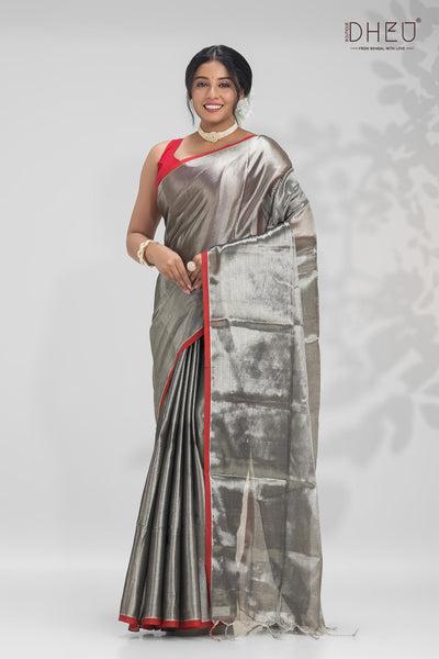 semi blended tissue saree at low cost only at dheu.in