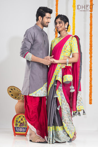 Rudrabeena-Mekhela-Kurta Couple Set