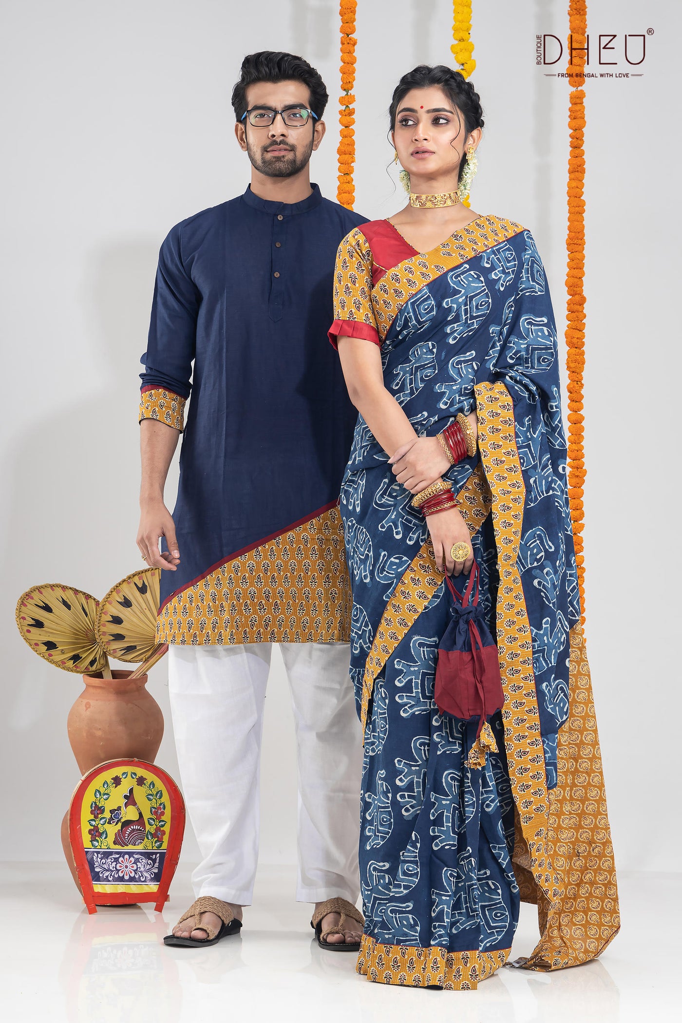 Priyo Bandhabi-Saree-Kurta Couple Set
