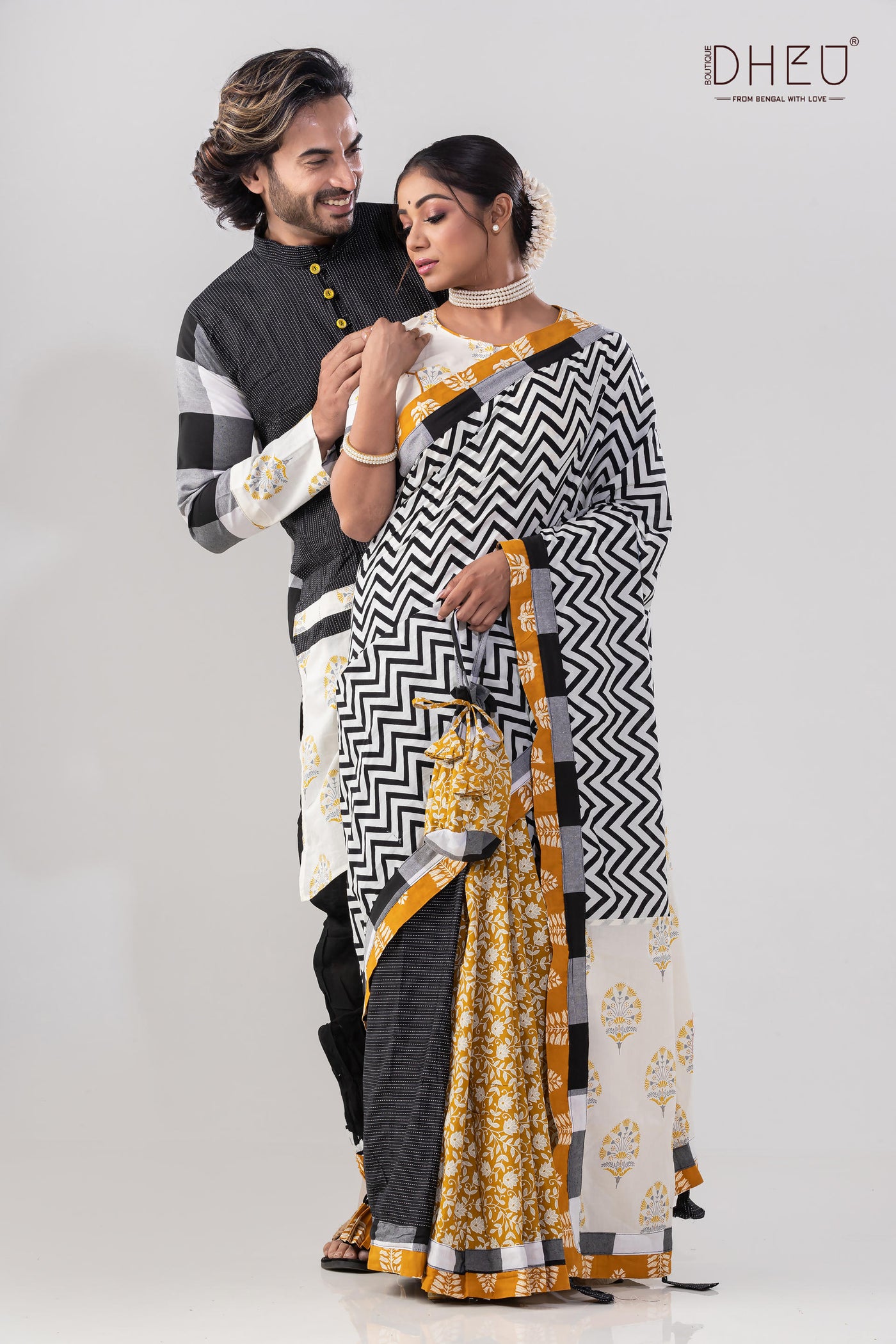 Kishmish -Saree-Kurta Couple Set