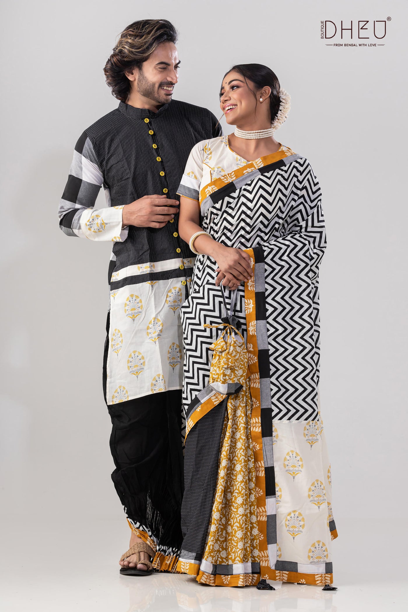Kishmish -Saree-Kurta Couple Set