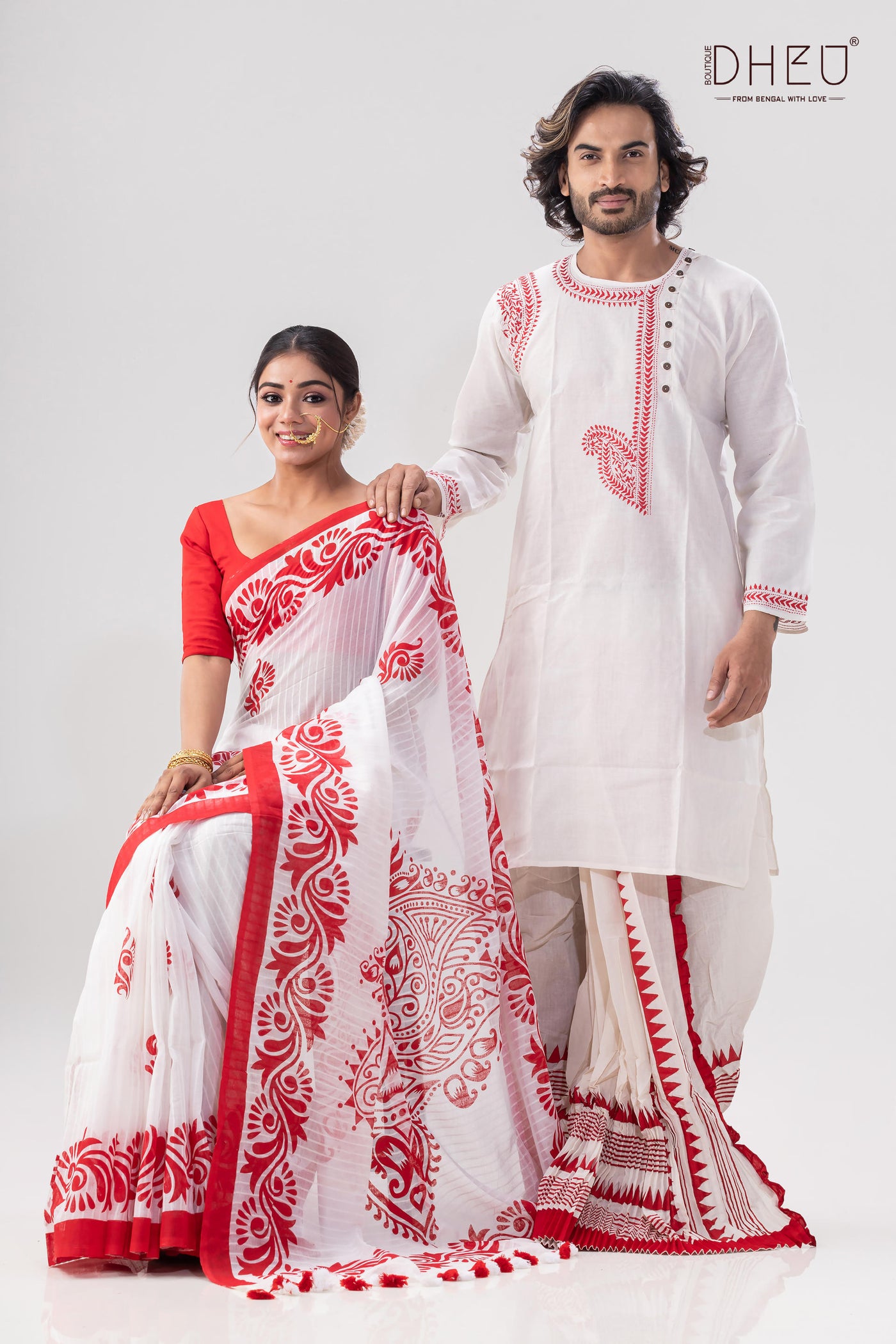 Bijoya - Kurta - Saree Couple Set