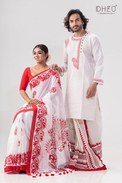Bijoya - Kurta - Saree Couple Set