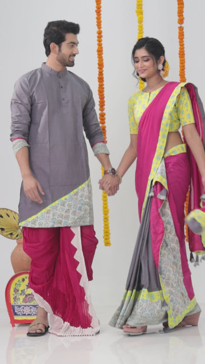 Rudrabeena-Mekhela-Kurta Couple Set