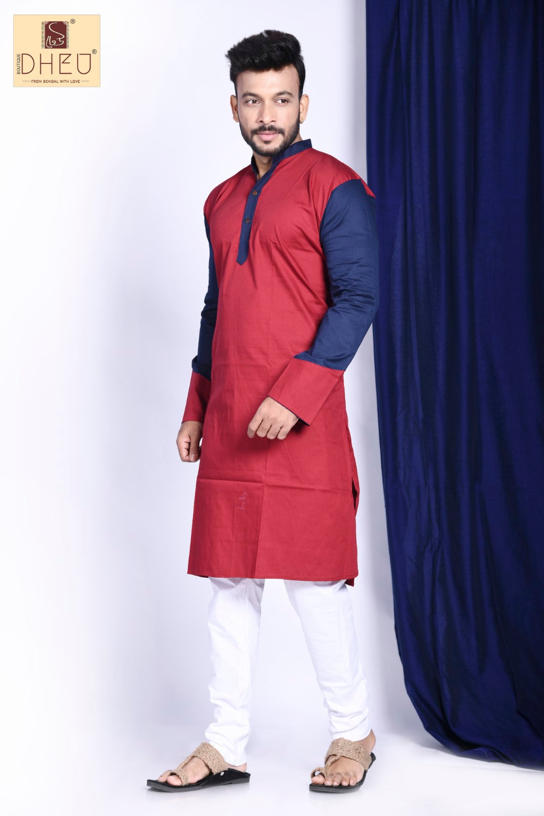Vibrant  red blue designer kurta at low cost in dheu.in