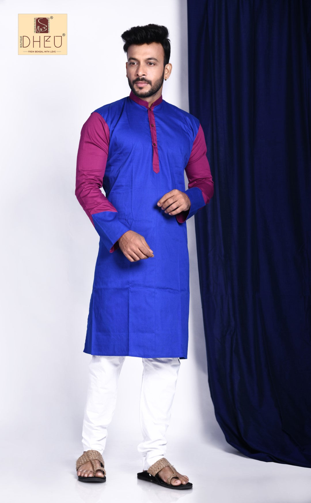 Vibrant blue-purple designer kurta at low cost in dheu.in