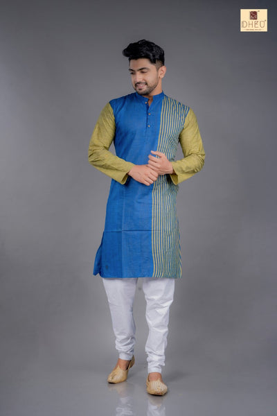 Vibrant moss green-blue designer kurta at low cost in dheu.in