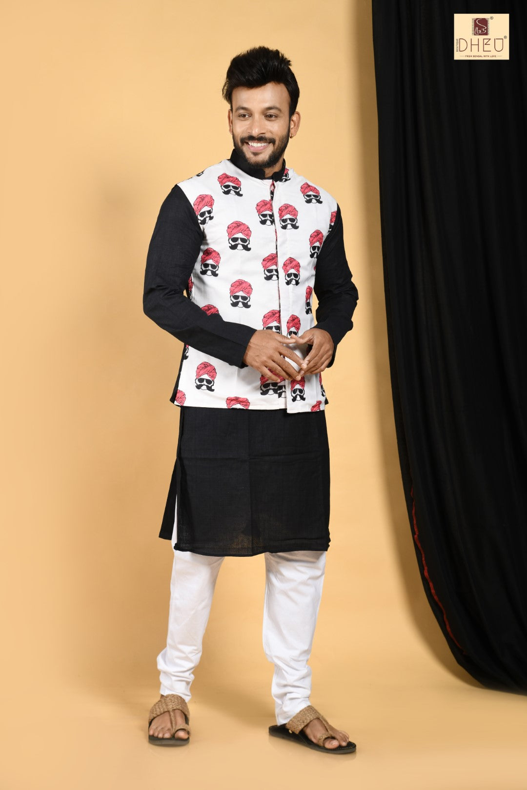 The designer , sophisticate white jacket with black kurta at low cost only in dheu.in