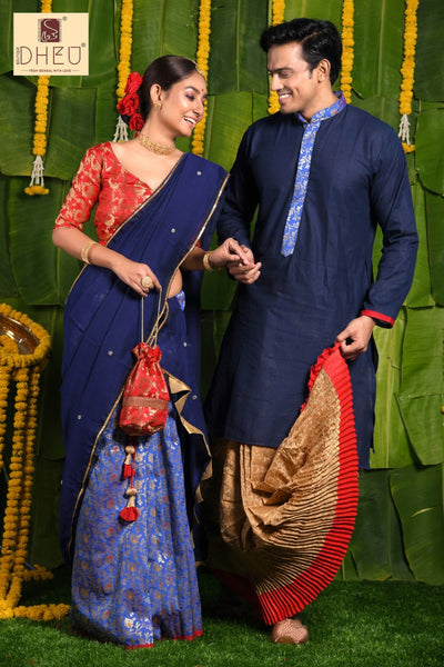 Wedding Stotra- Saree-Kurta-Dhoti(Optional)Couple Set
