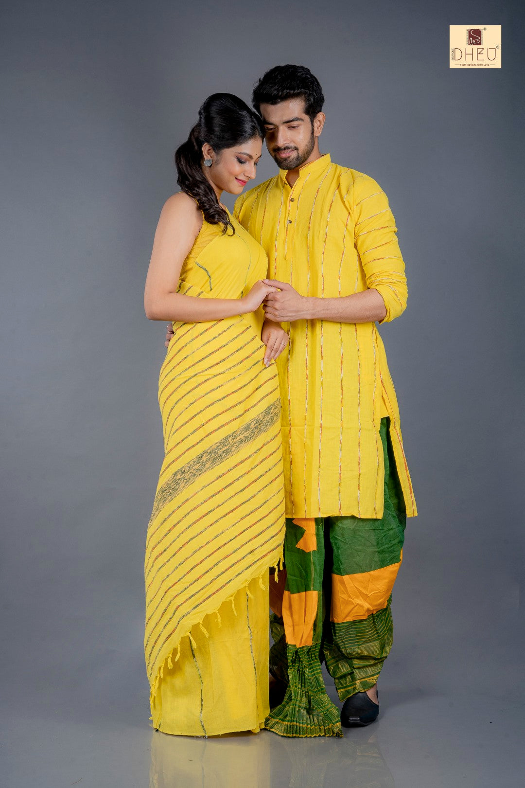 Fern And Petals- Kurta-Saree Couple Set
