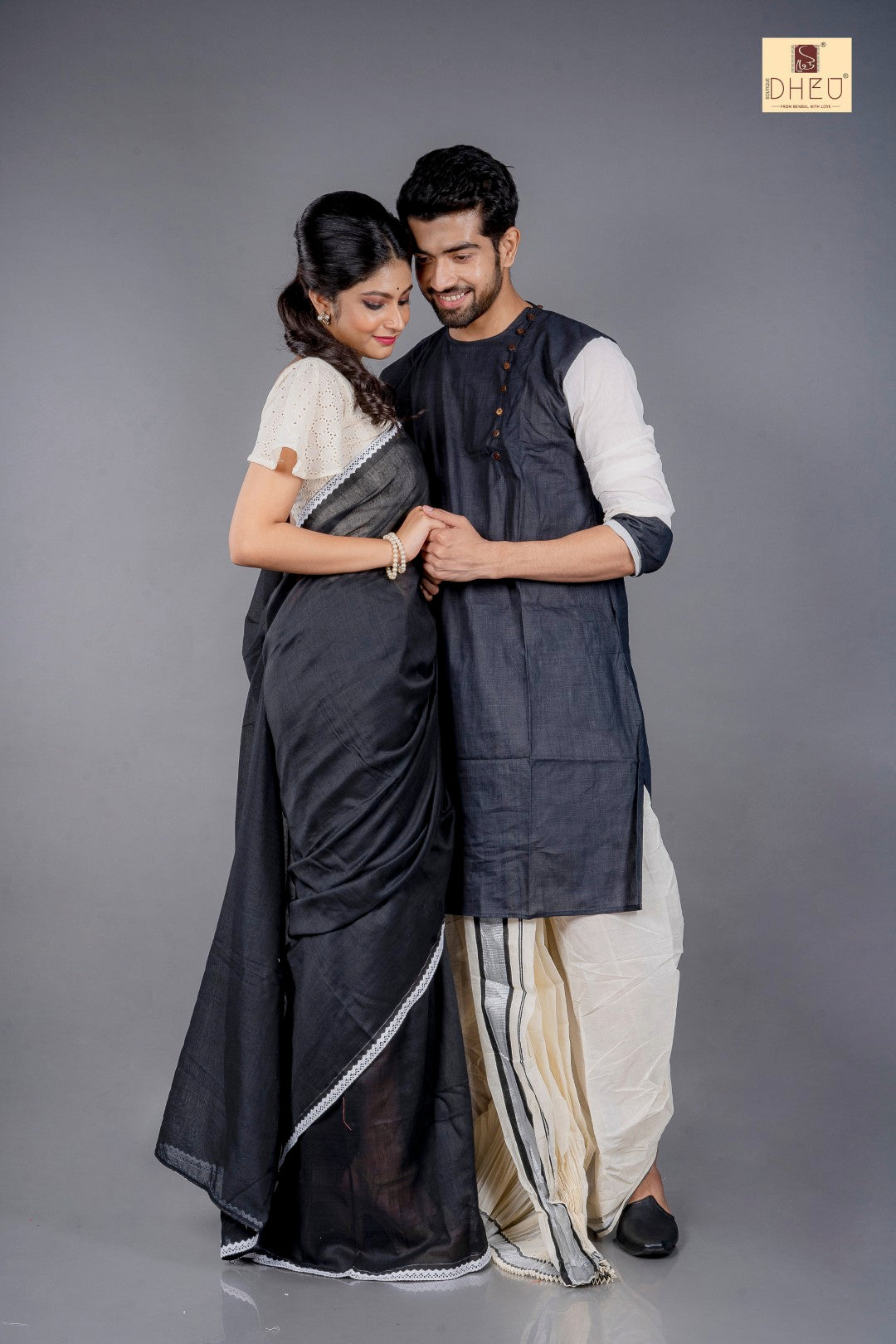 Black Lover- Designer Kurta-Saree Couple set