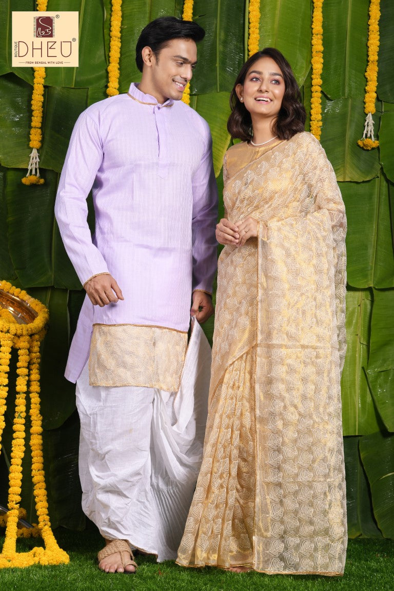 The Proposal-Saree-Kurta-Dhoti(Optional)Couple Set