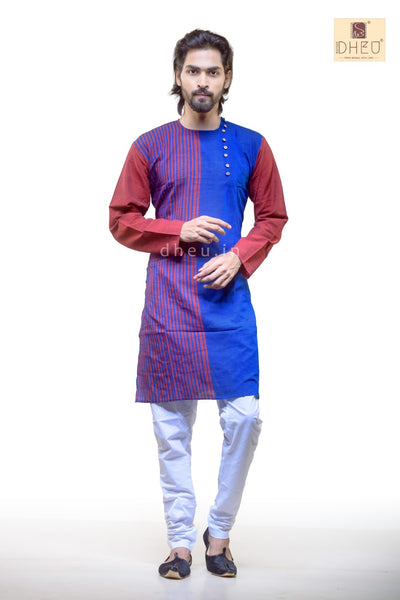 Vibrant blue-maroon designer kurta at low cost in dheu.in