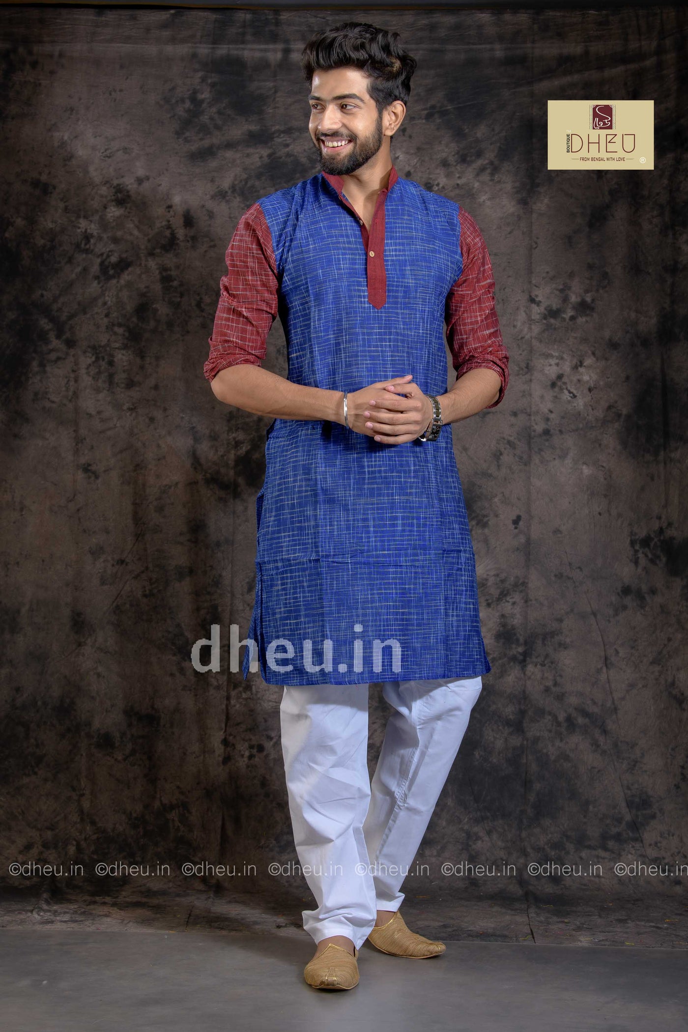 Vibrant blue designer kurta at low cost in dheu.in