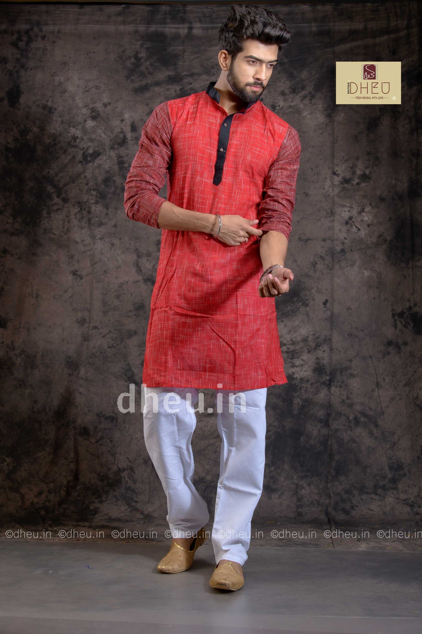 Vibrant red designer kurta at low cost in dheu.in