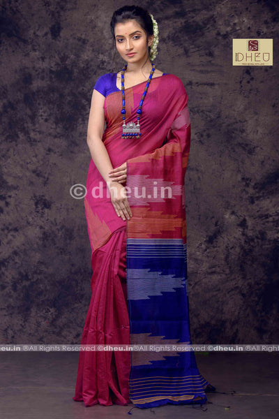 Designer handloom cotton saree at lowest cost only at dheu.in