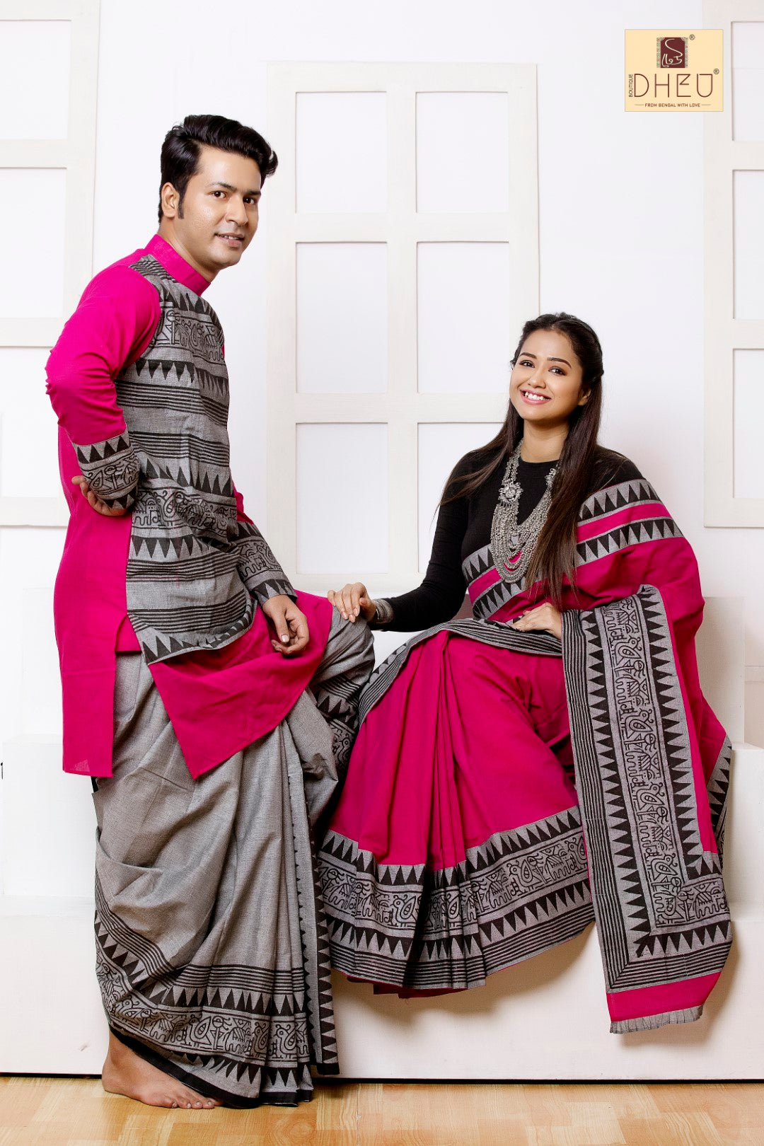 Sohini- Anirban's Couple Set-Saree-Kurta-Dhoti(Optional)
