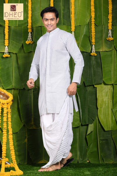 Sophisticate white kurta with white designer dhoti from dheu.in