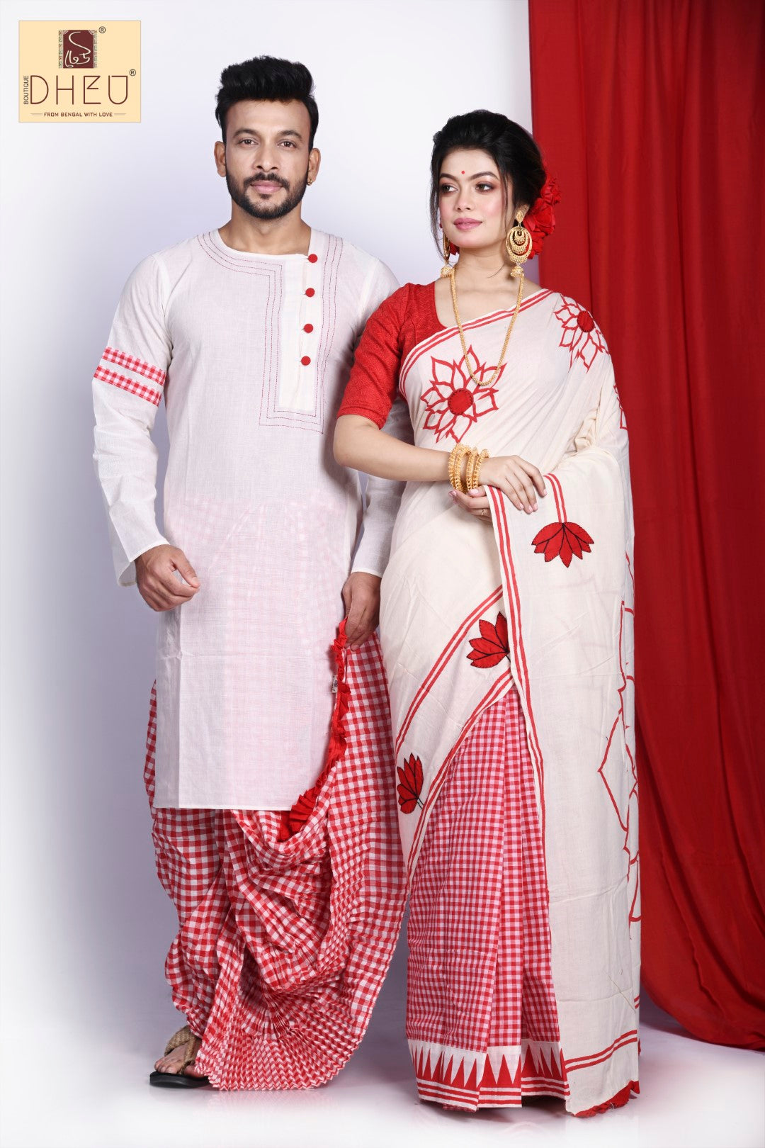 Maha Astamir Saaj- Saree-Kurta Couple Set
