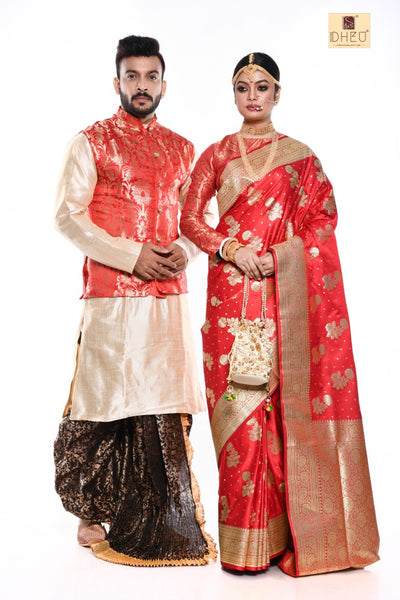 Wedding at Lucknow-Saree-Kurta-Dhoti(Optional)Couple Set