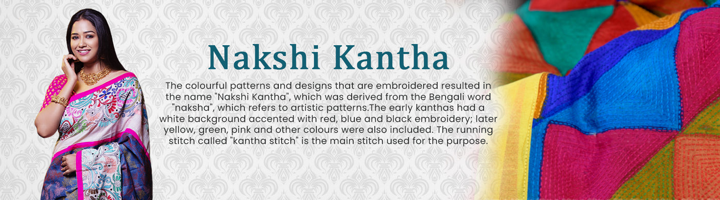 Tassar Silk Nakshi Kantha Saree at Rs 3,500 / Piece in Kolkata | The Kraft  People