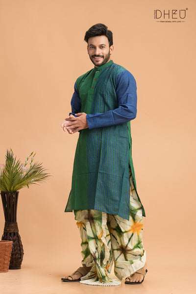 Casual kurta with multicolour dhoti set at dheu.in
