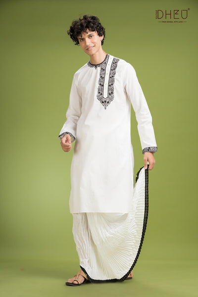 Dheu Exclusive Designer Kurta Dhoti(Optional) Set
