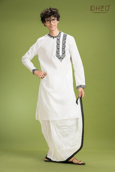 Dheu Exclusive Designer Kurta Dhoti(Optional) Set