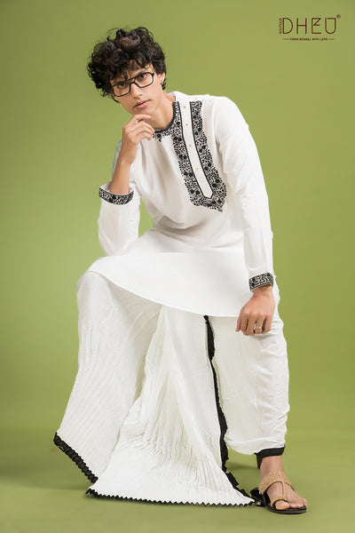 Dheu Exclusive Designer Kurta Dhoti(Optional) Set