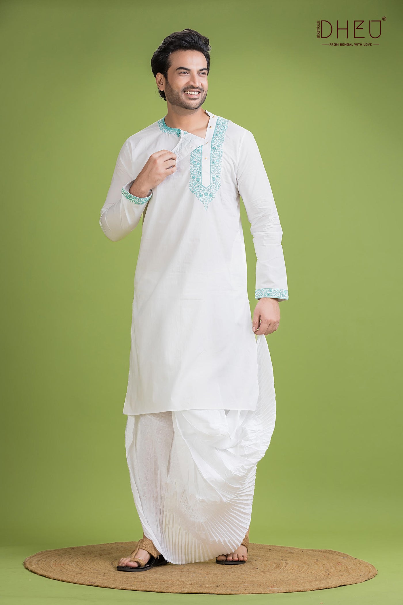 Dheu Exclusive Designer Kurta Dhoti(Optional) Set