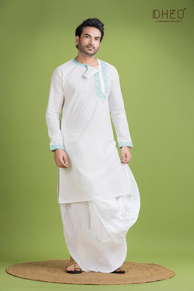 Dheu Exclusive Designer Kurta Dhoti(Optional) Set