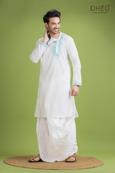 Dheu Exclusive Designer Kurta Dhoti(Optional) Set