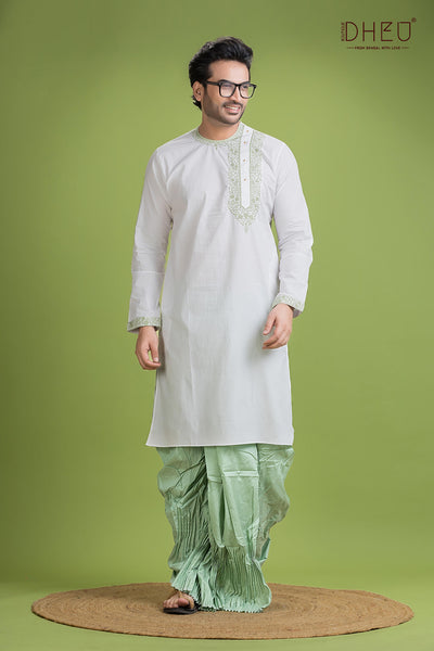 Dheu Exclusive Designer Kurta Dhoti(Optional) Set