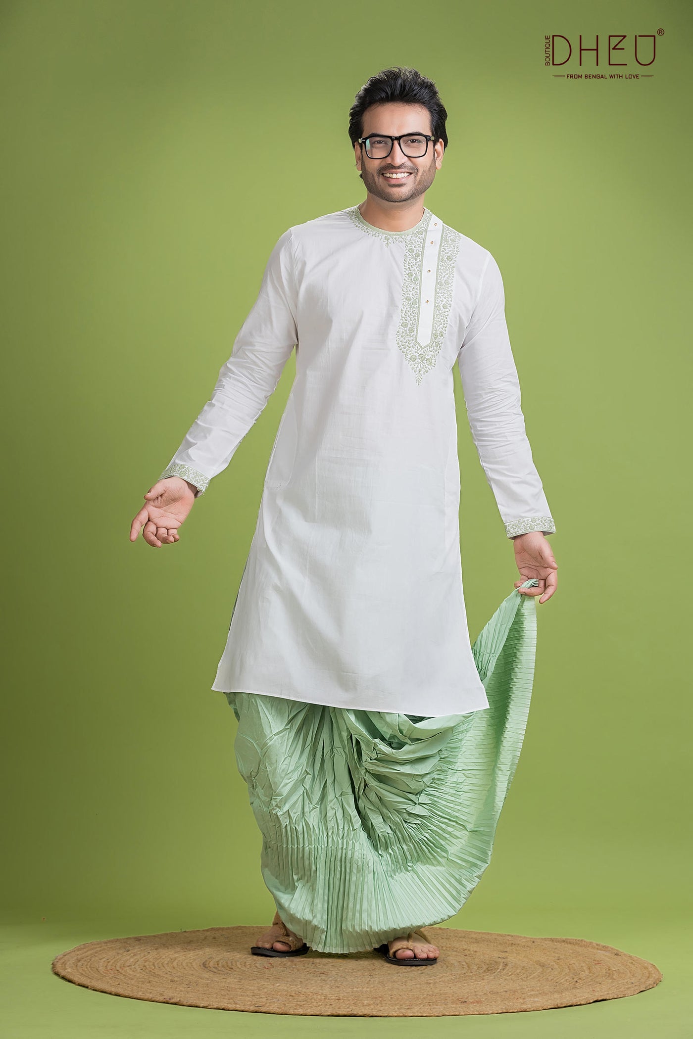 Dheu Exclusive Designer Kurta Dhoti(Optional) Set