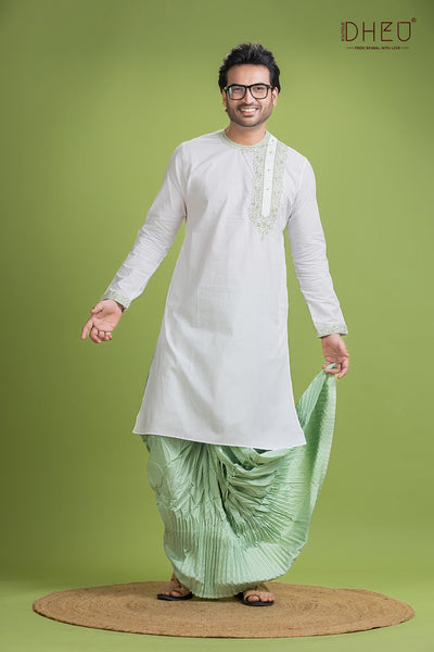 Dheu Exclusive Designer Kurta Dhoti(Optional) Set