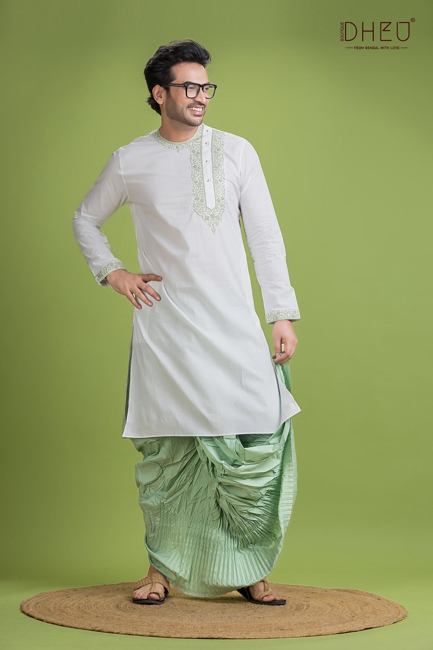 Dheu Exclusive Designer Kurta Dhoti(Optional) Set