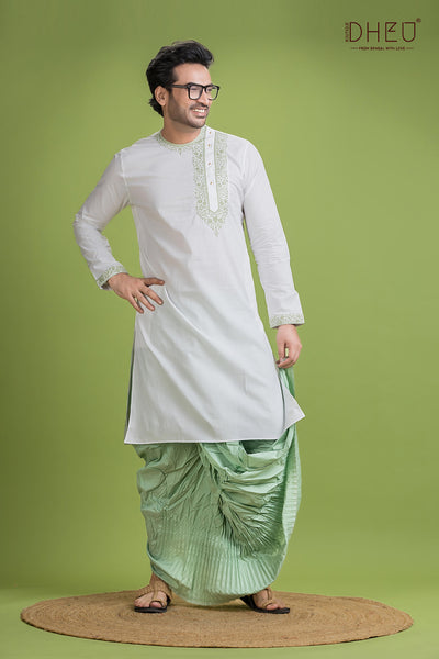 Dheu Exclusive Designer Kurta Dhoti(Optional) Set