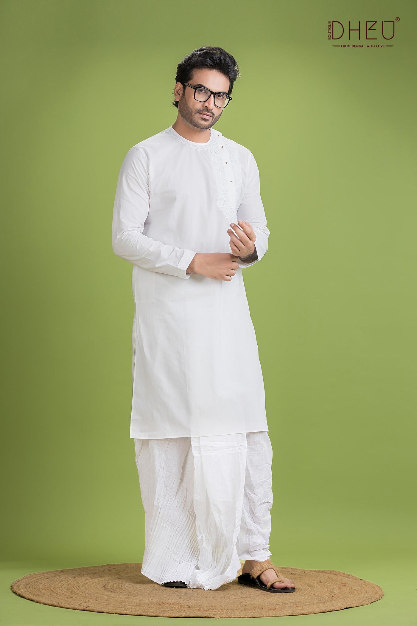 Dheu Exclusive Designer Kurta Dhoti(Optional) Set
