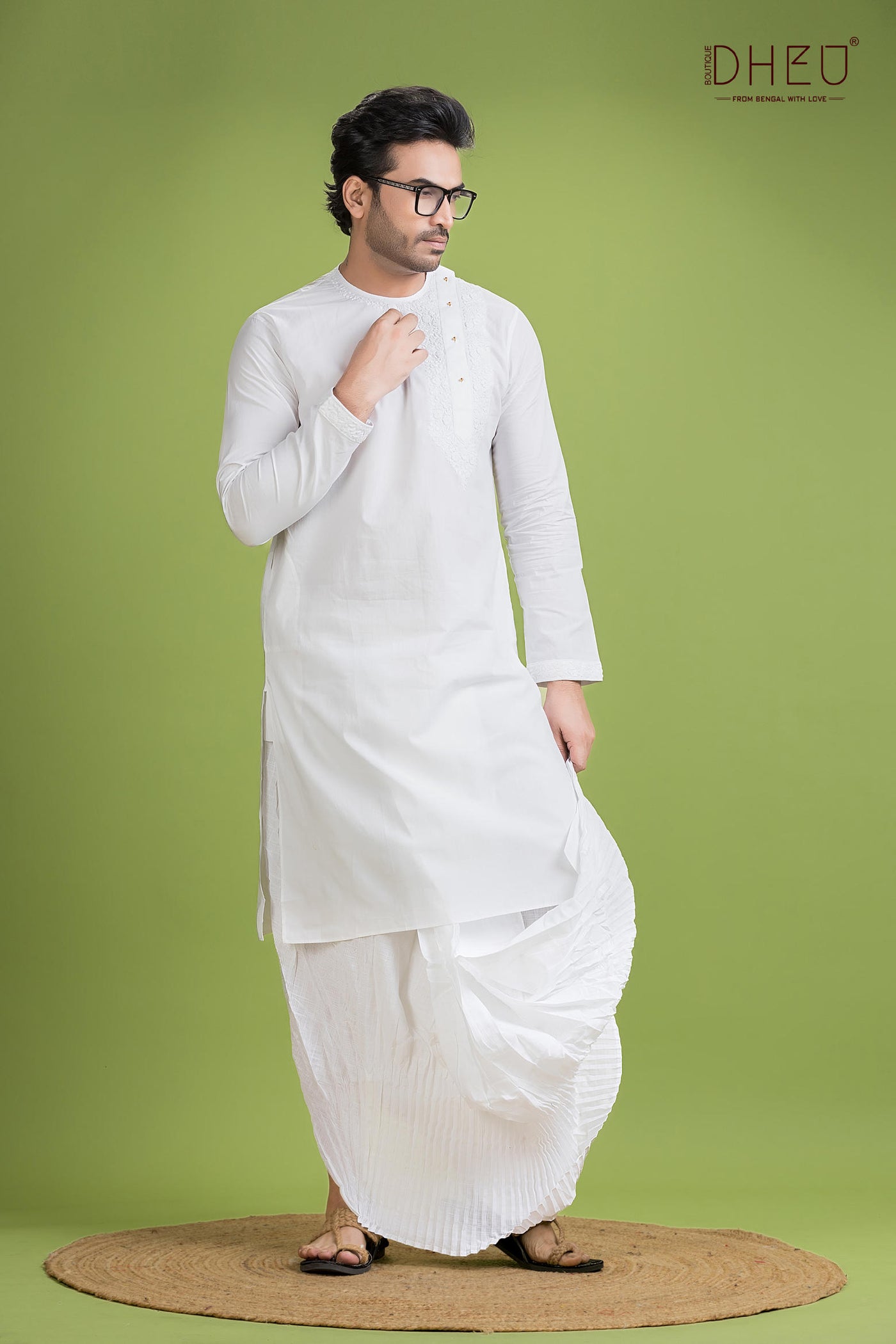 Dheu Exclusive Designer Kurta Dhoti(Optional) Set