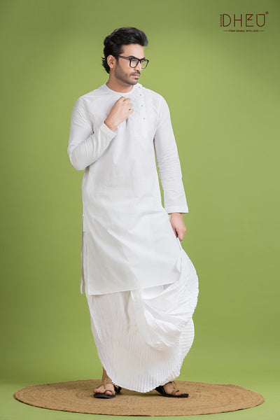 Dheu Exclusive Designer Kurta Dhoti(Optional) Set