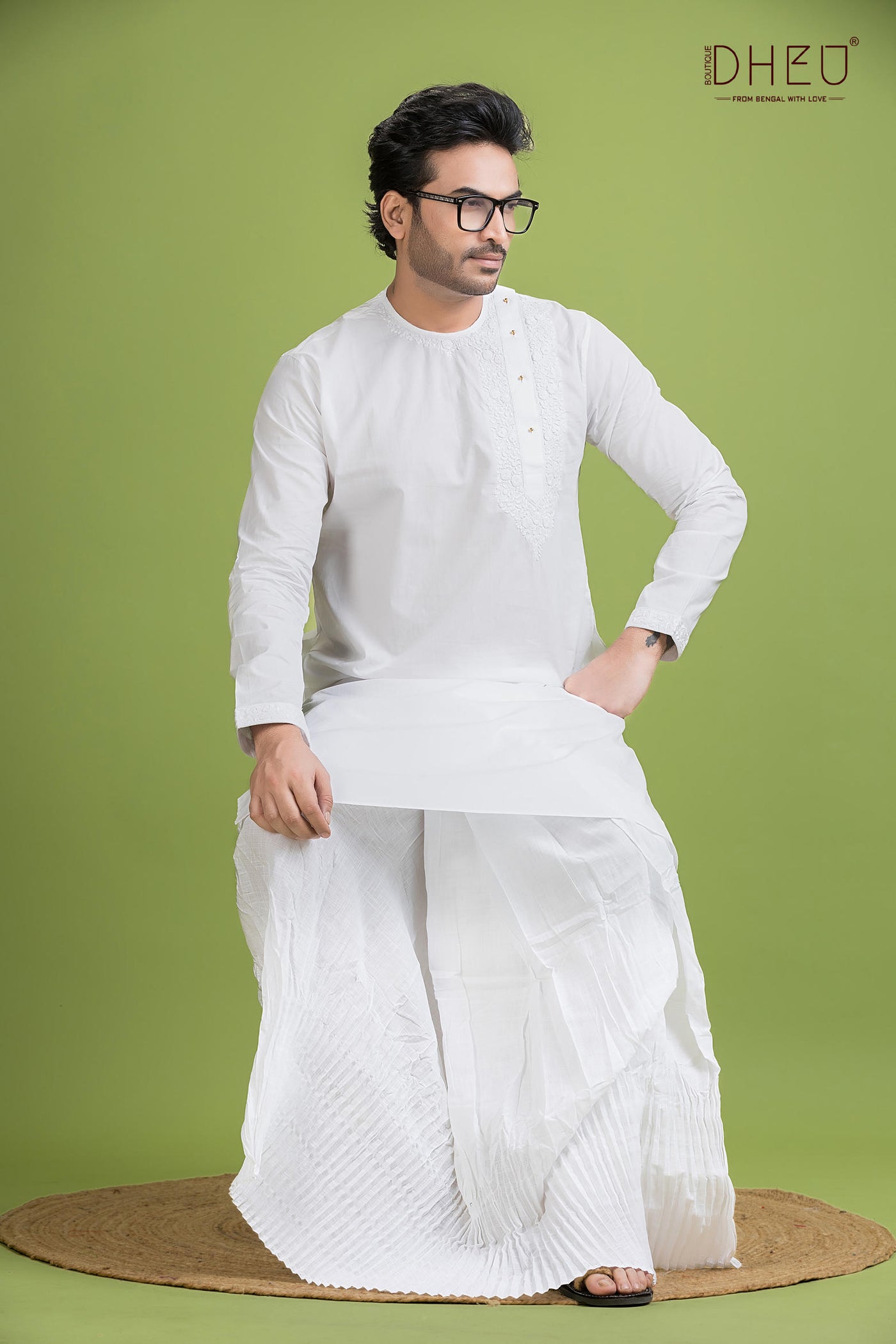 Dheu Exclusive Designer Kurta Dhoti(Optional) Set