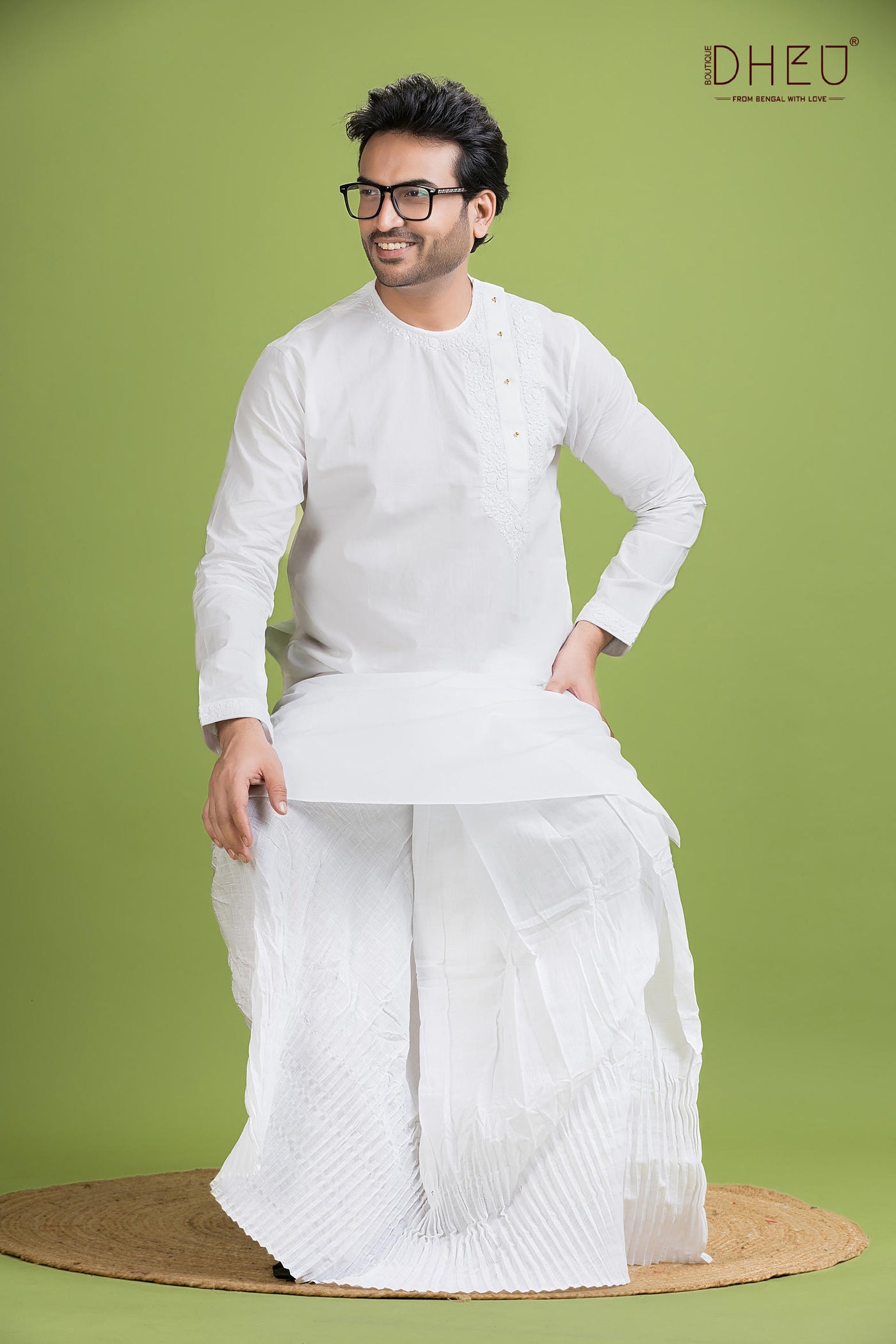 Dheu Exclusive Designer Kurta Dhoti(Optional) Set