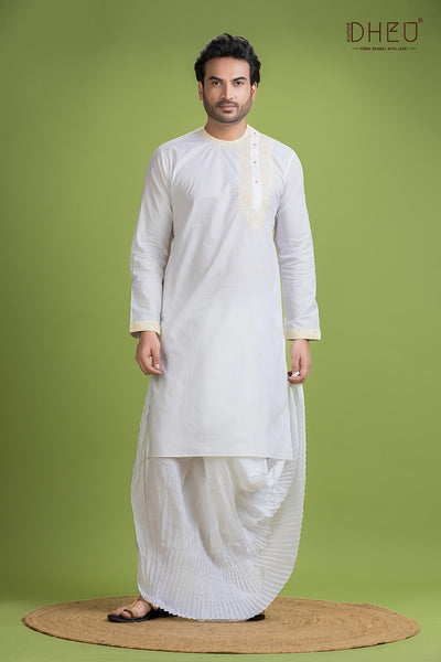 Dheu Exclusive Designer Kurta Dhoti(Optional) Set