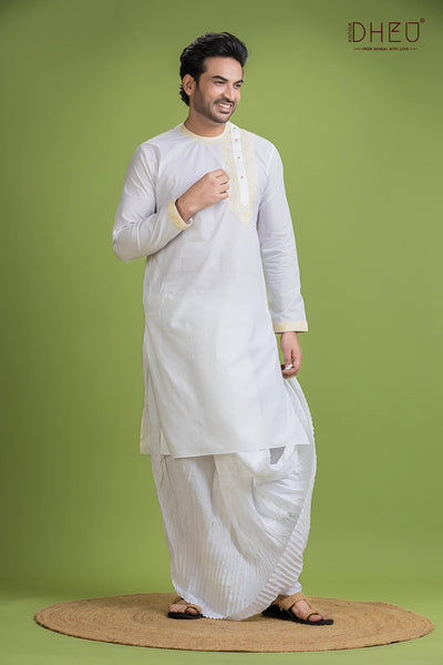 Dheu Exclusive Designer Kurta Dhoti(Optional) Set