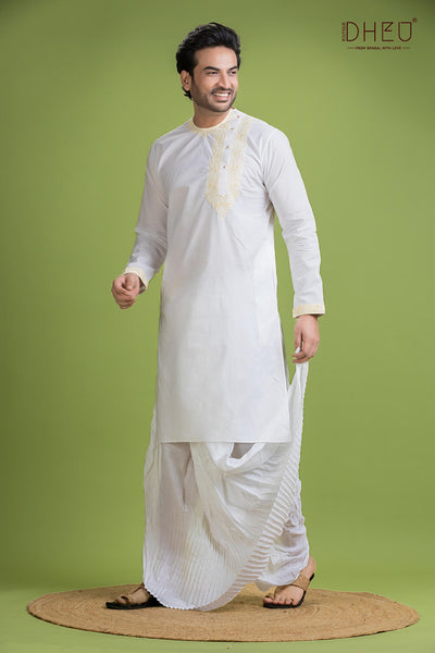 Dheu Exclusive Designer Kurta Dhoti(Optional) Set