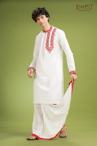 Dheu Exclusive Designer Kurta Dhoti(Optional) Set