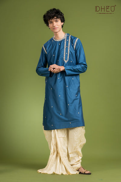 Exclusive Katan Silk Kurta & Dhoti(Optional) Set