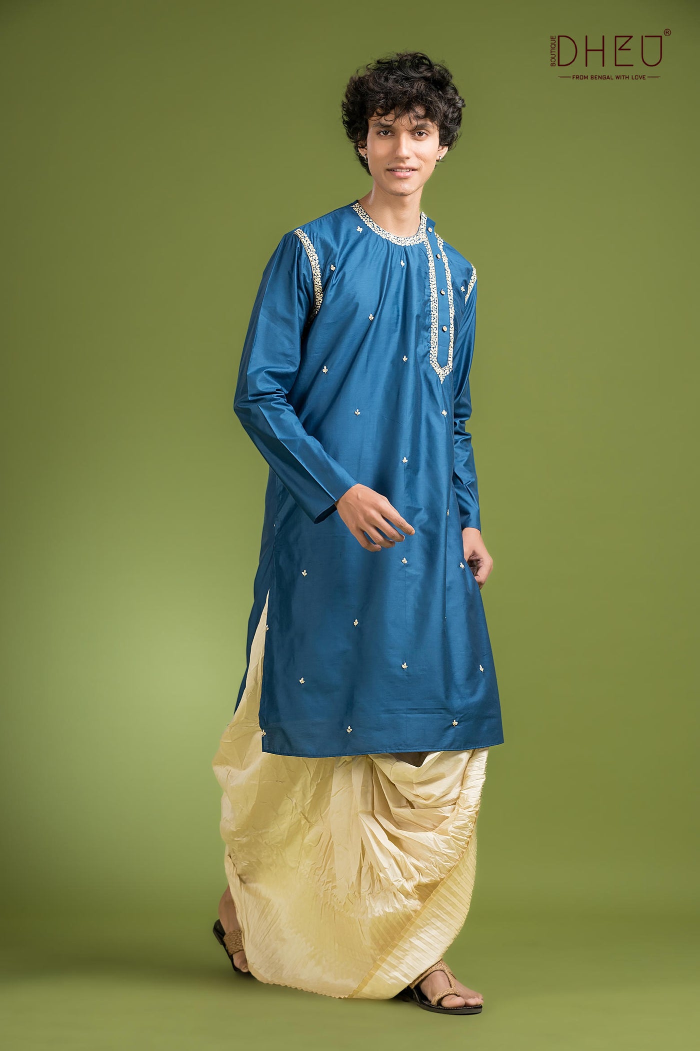Exclusive Katan Silk Kurta & Dhoti(Optional) Set